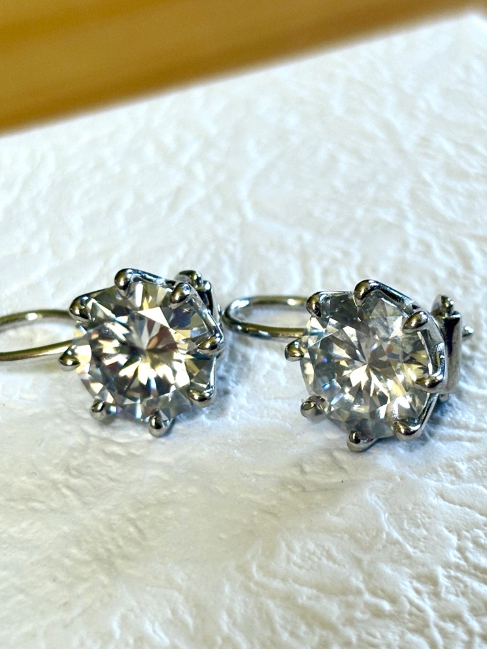 8ctw Moissanite buckle back earrings in 935 Argentium silver! Classy! - Picture 13 of 16